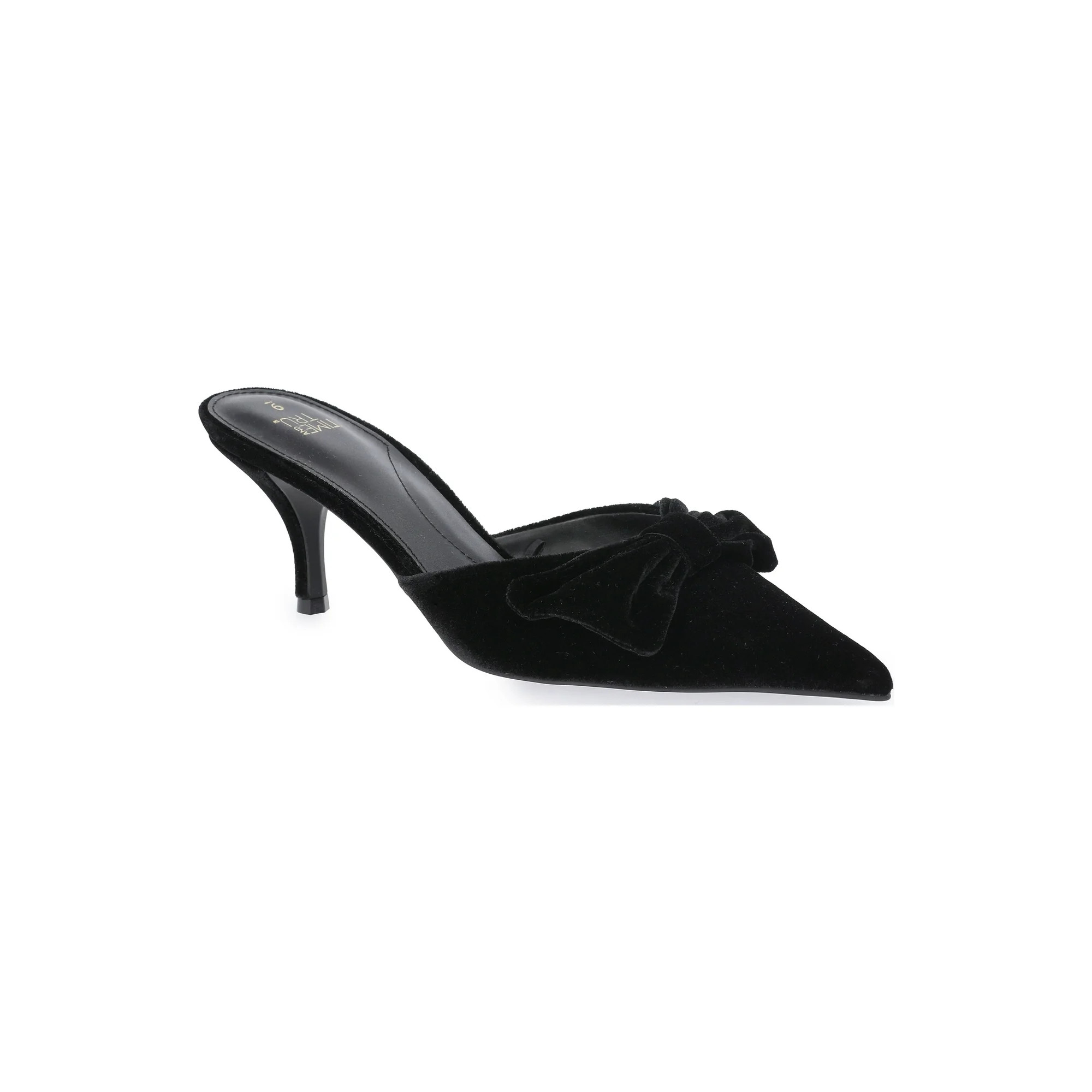 Time and Tru Women's Velvet Bow Kitten Heel Mules | Walmart (US)