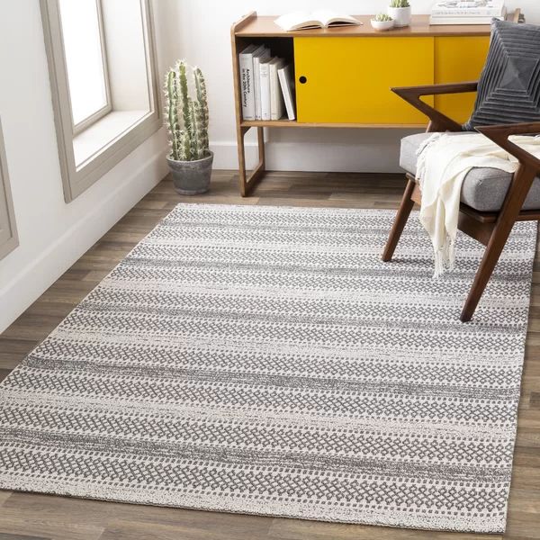 Enloe Power Loom Cotton Silver Gray/Charcoal Rug | Wayfair North America