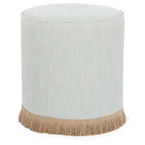 Dot Fringe Ottoman - Kim Salmela - Handcrafted - Green | Footstool, Footrest, Low Seat - Ideal Storage, Decor, Furniture | One Kings Lane