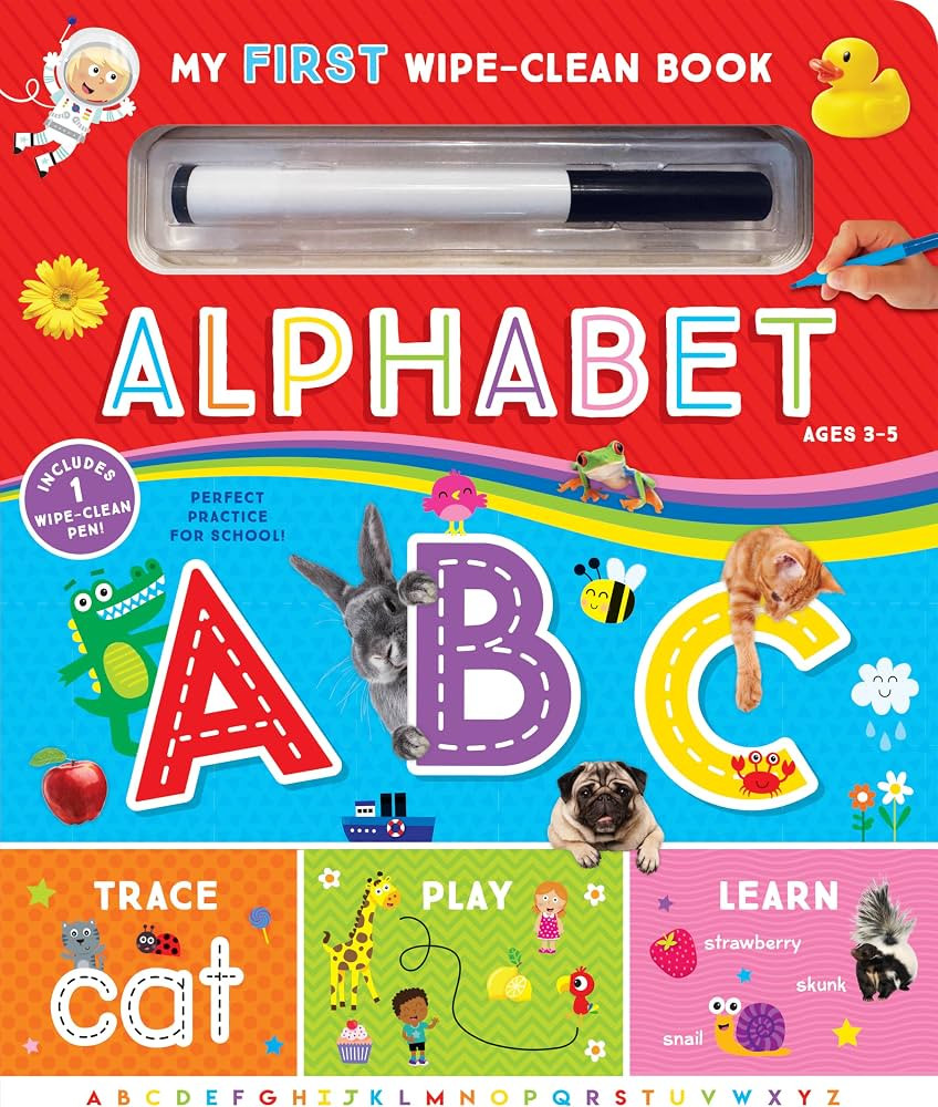 My First Wipe-Clean Book Alphabet \u2013 Reusable Alphabet Tracing Board Book with Marker for Tod... | Amazon (US)