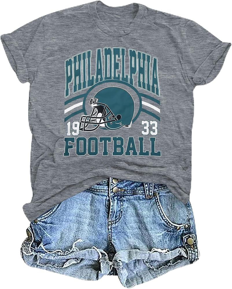MNLYBABY Football Shirt for Women Game Day T-Shirt Football Fans Season Short Sleeve Tee Tops | Amazon (US)
