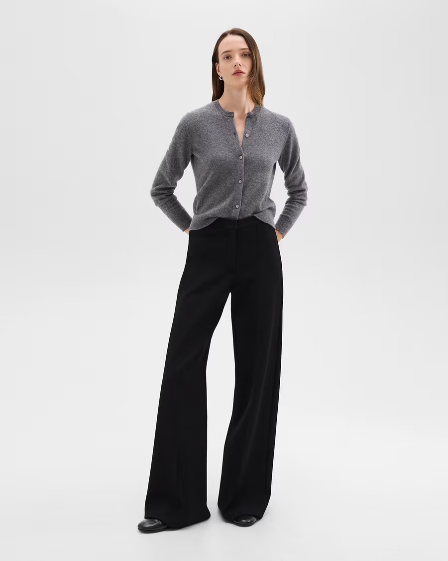 High-Waist Wide-Leg Pant in Crepe Knit | Theory