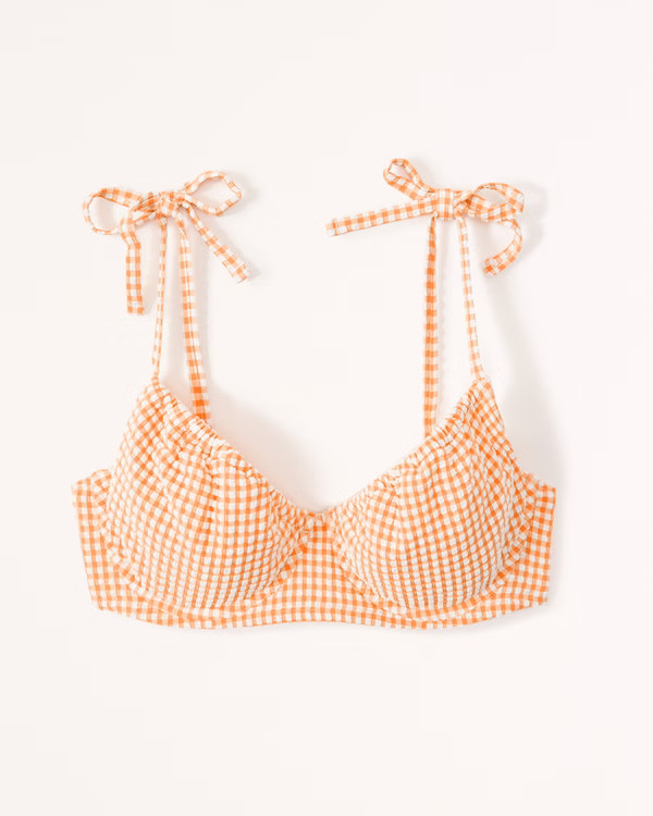 Curve Love Seersucker Tie-Strap Underwire Bikini Top | Abercrombie & Fitch (US)