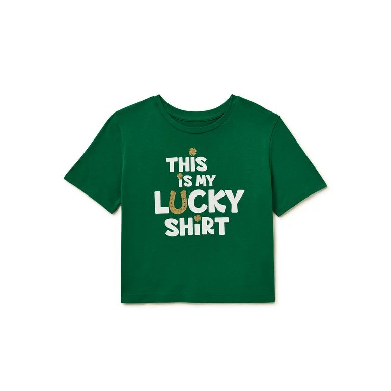 St. Patrick's Day Girls Short Sleeve Lucky Tee, Sizes 4-18 | Walmart (US)