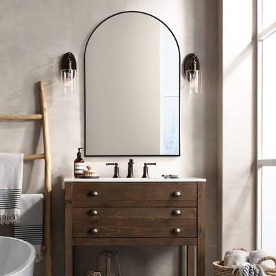 MAYEERTY 36x24x2in Hanging Mirror Aluminum Alloy Thin Edge Right Angle Arch Black | Target