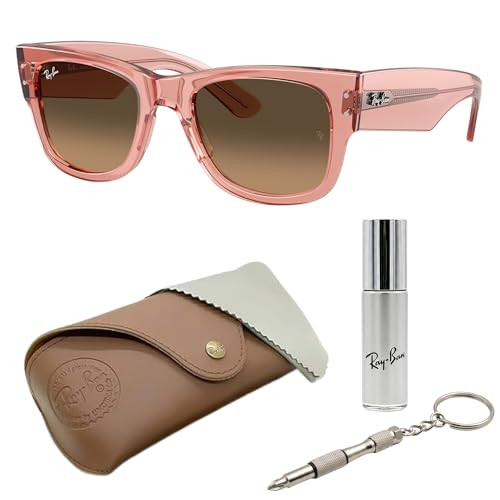 Ray-Ban RB0840S Mega Wayfarer Square Shape Non-Polarized Sunglasses for Men & Women – Includes Official Rayban Eyewear Kit – Ideal Formal & Casual Wear Sunglasess – Light Brown Gradient Black Lens | Amazon (US)