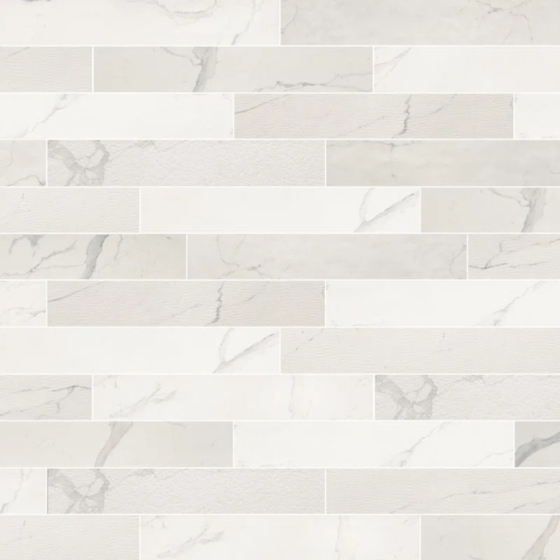 Marble Experience Statuario Lux 4" x 12" Marble Look Porcelain Subway Tile | Wayfair North America