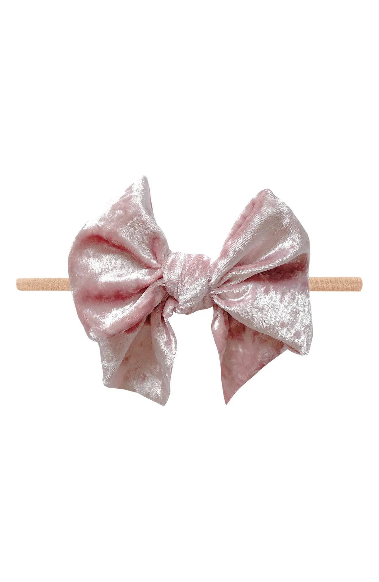 Baby Bling Velvet FAB Bow Headband in Blush/Crsh Ballet Pk at Nordstrom | Nordstrom