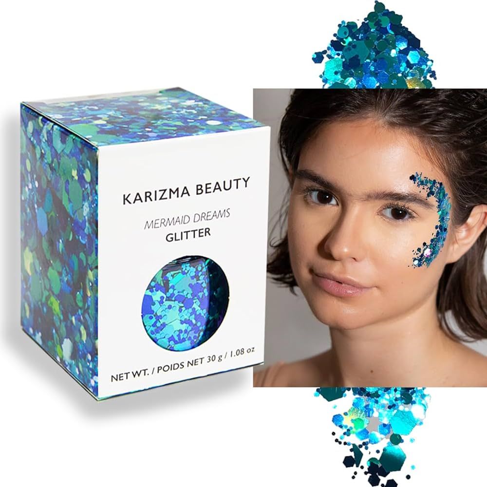 Mermaid Chunky Glitter ✮ Large 30g Jar KARIZMA Beauty ✮ Festival Glitter Cosmetic Face Body H... | Amazon (US)