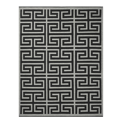 Perennials Greek Key Indoor/Outdoor Rug, 9x12', Black | Williams-Sonoma