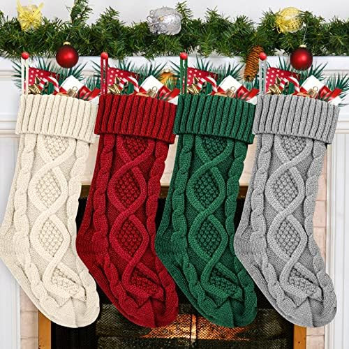 Christmas Stockings 4 Pack 18 Inches Large Personalized Knitted Christmas Stockings Christmas Decora | Amazon (US)