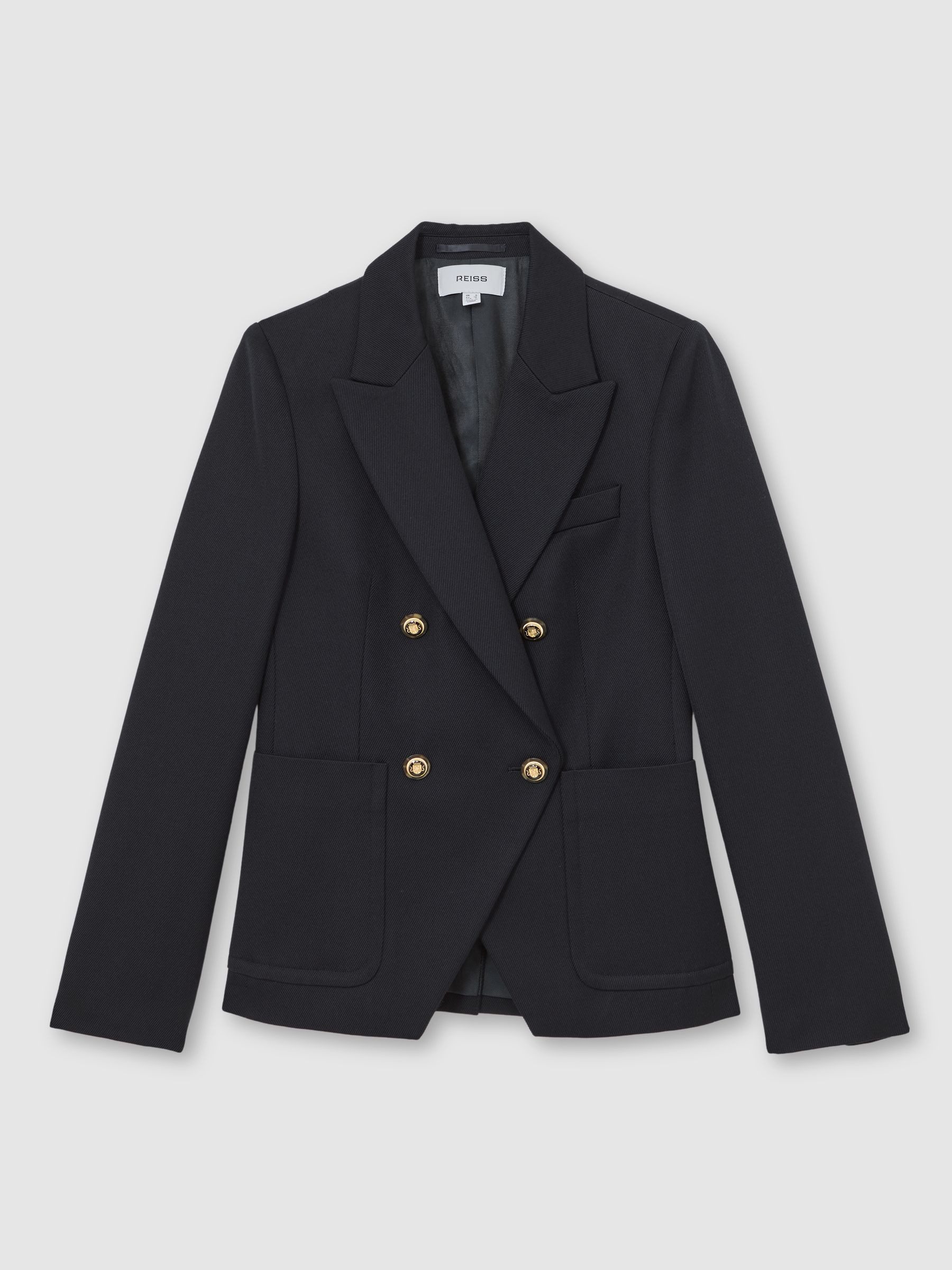 Reiss Wool-Blend Double-Breasted Blazer in Navy - REISS | Reiss UK