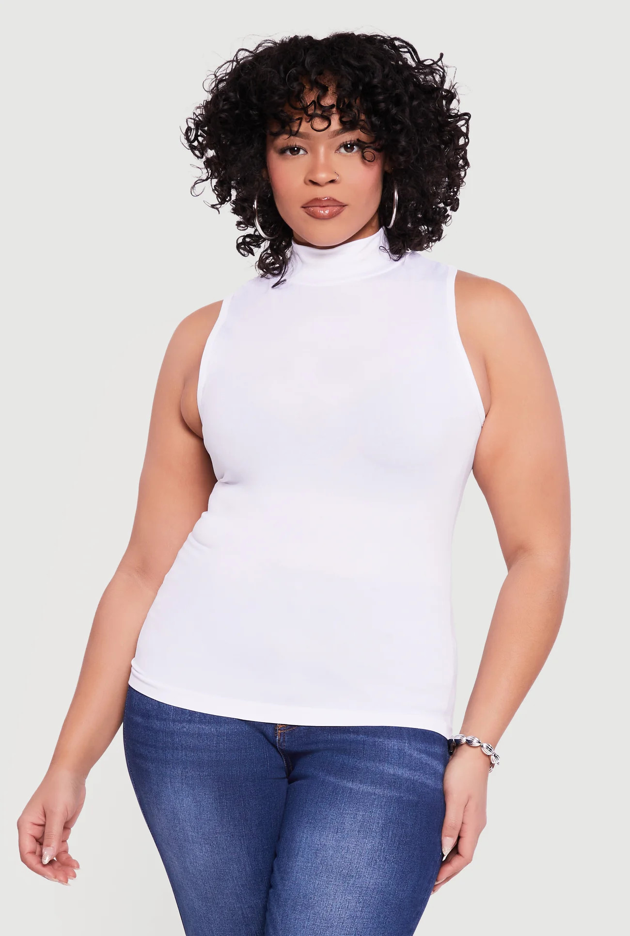 Plus Size Sleeveless Seamless Mock Neck Top | Rainbow Shops