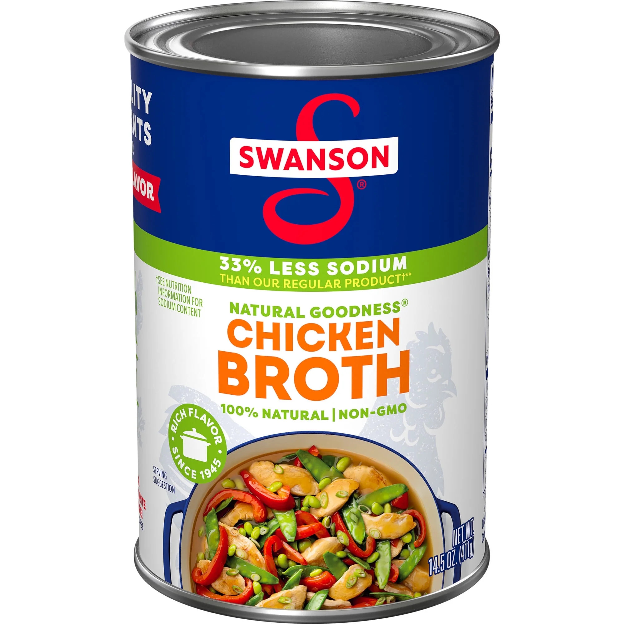 Swanson Natural Goodness 33% Less Sodium Chicken Broth, 14.5 oz Can | Walmart (US)