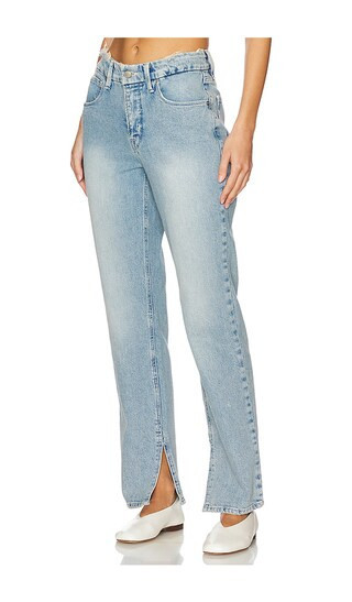 Good American Good Icon Inseam Slit Jeans in Denim-Light. - size 00 | Revolve Clothing (Global)