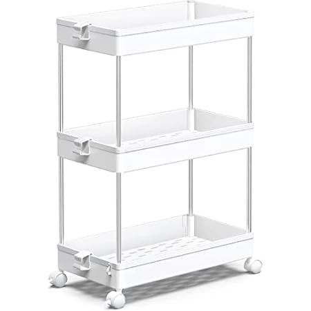 Ronlap 3 Tier Classic Storage Rolling Cart, Slim Storage Cart with Wheels Slide Out Storage Rolling  | Amazon (US)