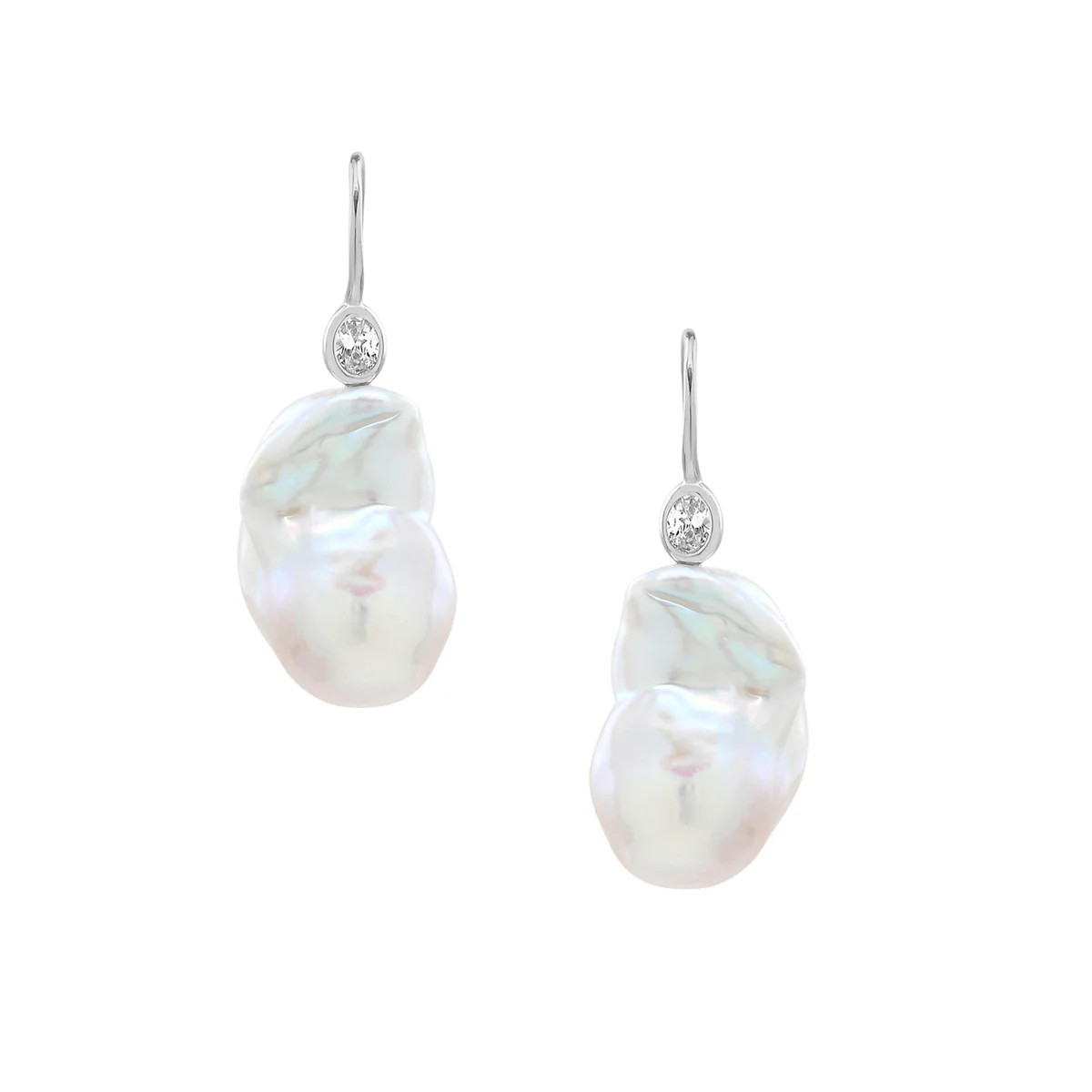 Baroque Pearl and CZ Hook Earrings | AMO Jewelry by Ana Mari Ortega