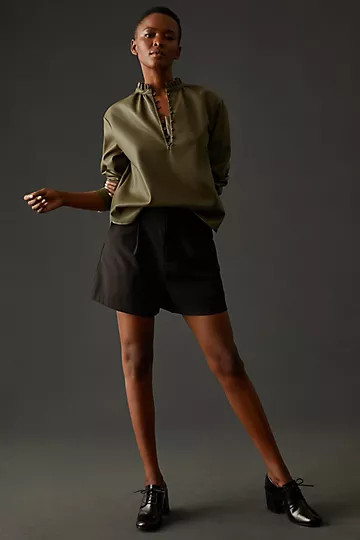 Pilcro Faux Leather Blouse | Anthropologie (US)