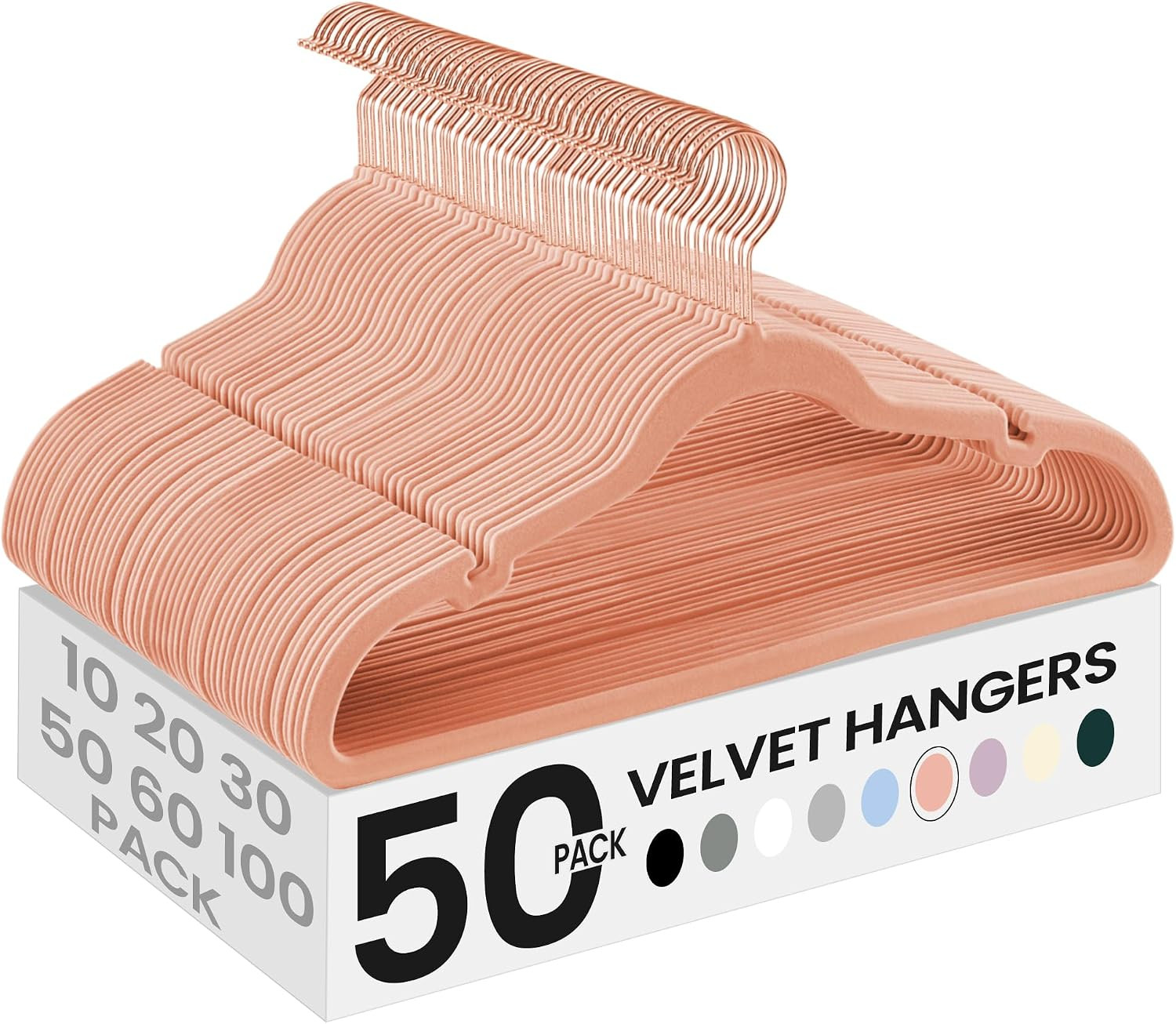SONGMICS Velvet Hangers 50 Pack, Non-Slip Clothes Hangers, Coral Pink | Amazon (US)