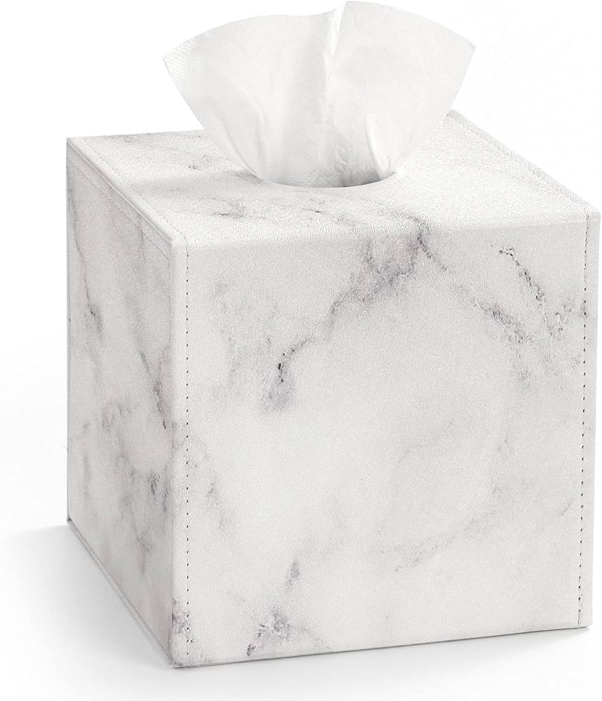 Luxspire PU Leather Tissue Box Holder, Modern Square Tissue Box Cover Decorative Paper Facial Cas... | Amazon (US)