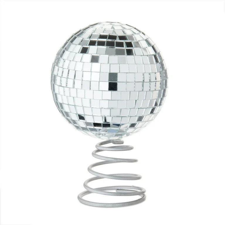 Disco Ball Mini Christmas Tree Topper, Silver, 4.25", by Holiday Time | Walmart (US)