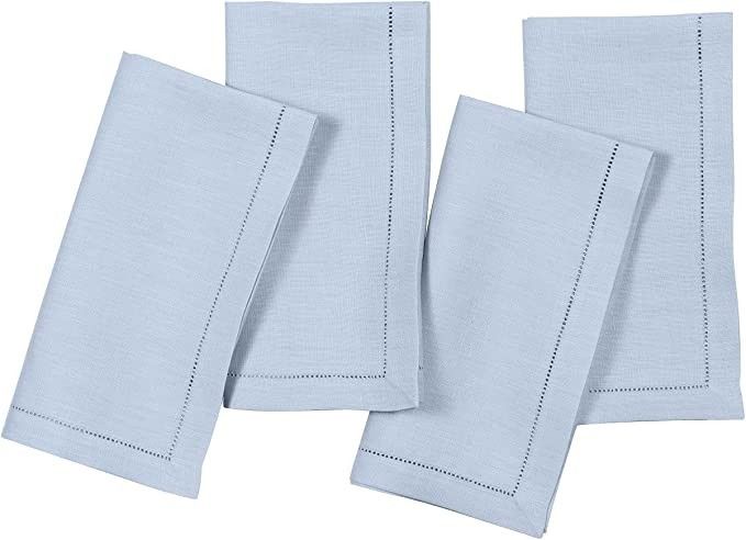 D'Moksha Homes Linen Cloth Napkins, 20 x 20 Inch Set of 4 Powder Blue, 100% Pure Linen Classic He... | Amazon (US)
