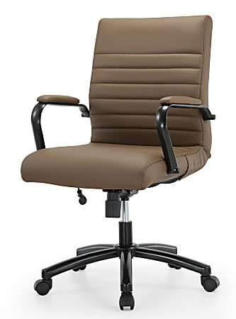 Realspace® Modern Comfort Winsley Bonded Leather Mid-Back Manager's Chair, Brown/Black, BIFMA Co... | Office Depot and OfficeMax 