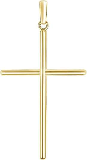 Takar Sterling Silver Gold Plated Simple Cross Christian Pendant Charm Faith Jewelry Gift | Amazon (US)