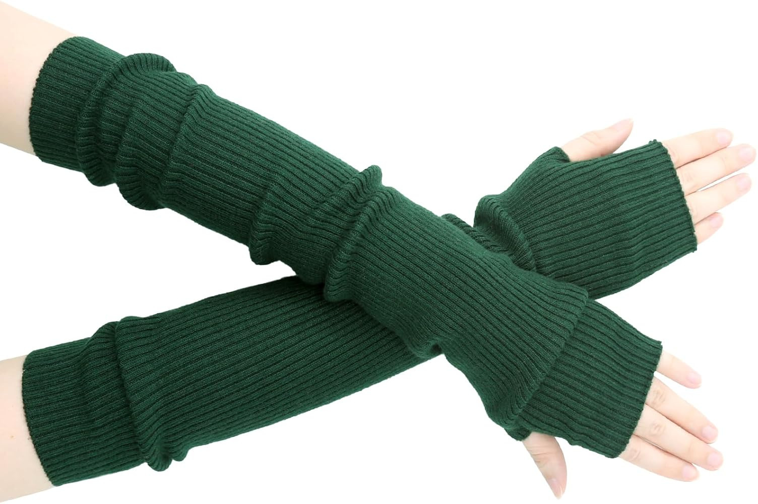 Winter Fingerless Long Gloves for Women Cashmere Blended Knitted Arm Warmers Super Soft Black Arm... | Amazon (US)