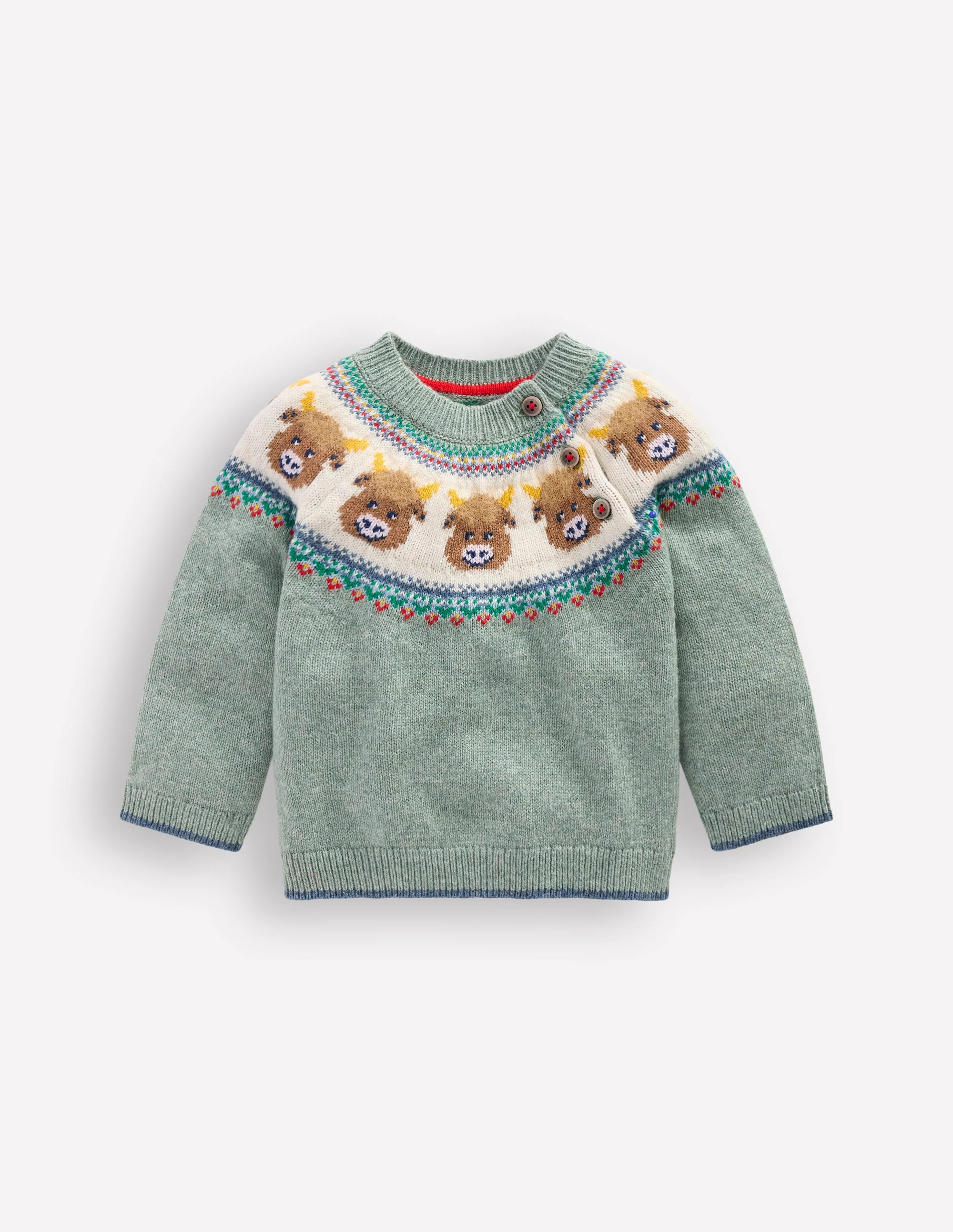 Fair isle Sweater-Csarite Green Highland Cow | Boden (US)