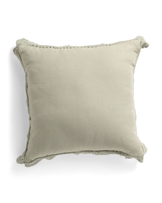 20x20 Linen Chambray Lace Edge Pillow | TJ Maxx