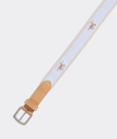 Kentucky Derby Seersucker Horses Canvas Club Belt | vineyard vines