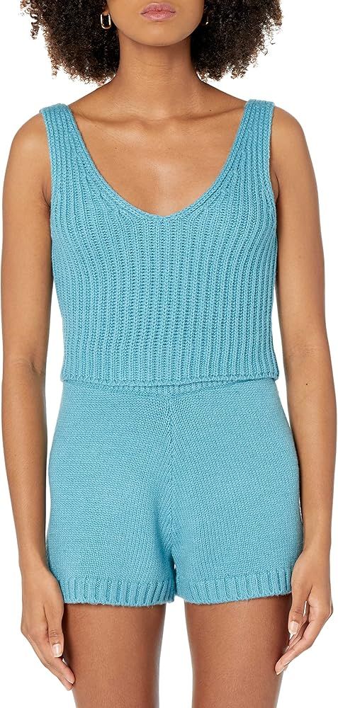 The Drop Women's Sylvie Double V-Neck Textured Rib Cropped Sweater Tank | Amazon (US)