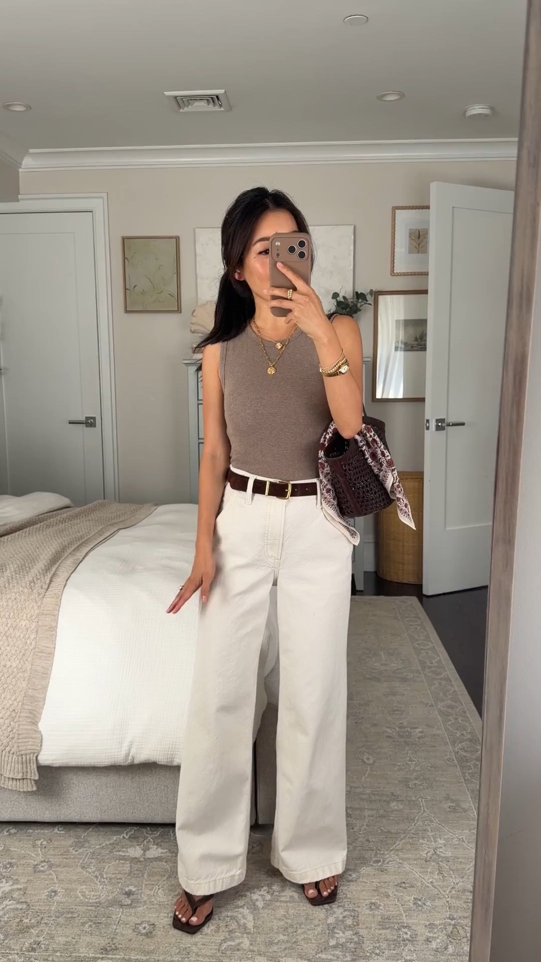 Code LONGWEEKEND for extra 15% off! 
• Abercrombie High Rise Wide Leg  Jean 24 Short, runs bigger at waist, relaxed looser fit 
• Rib tank top XS with built in bra, snug fit, I sized up 
• Madewell tote with cotton bandana 

Petite friendly jeans, smart casual look, summer workwear

#LTKPetite #LTKmomlife #LTKWorkwear

#LTKPetite #LTKSeasonal #LTKSaleAlert