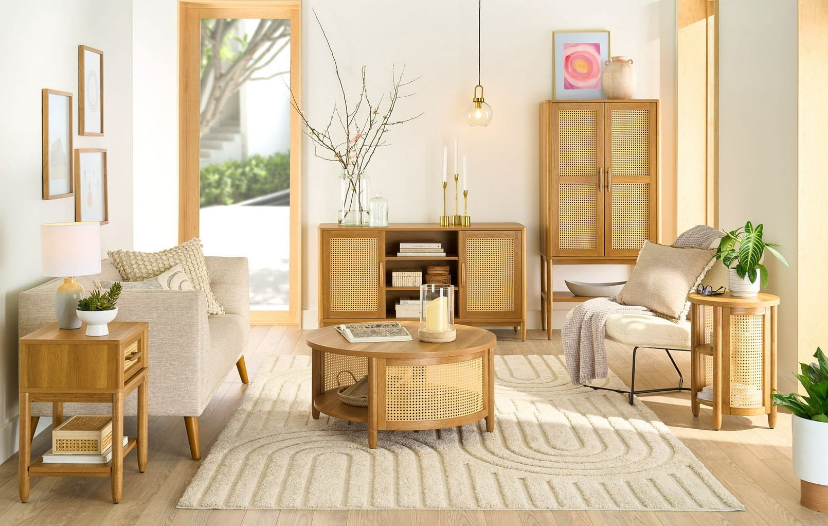 Better Homes & Gardens Springwood Caning Side Table, Light Honey Finish | Walmart (US)