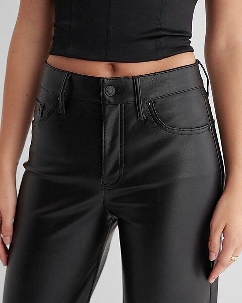High Waisted Faux Leather Wide Leg Pant | Express