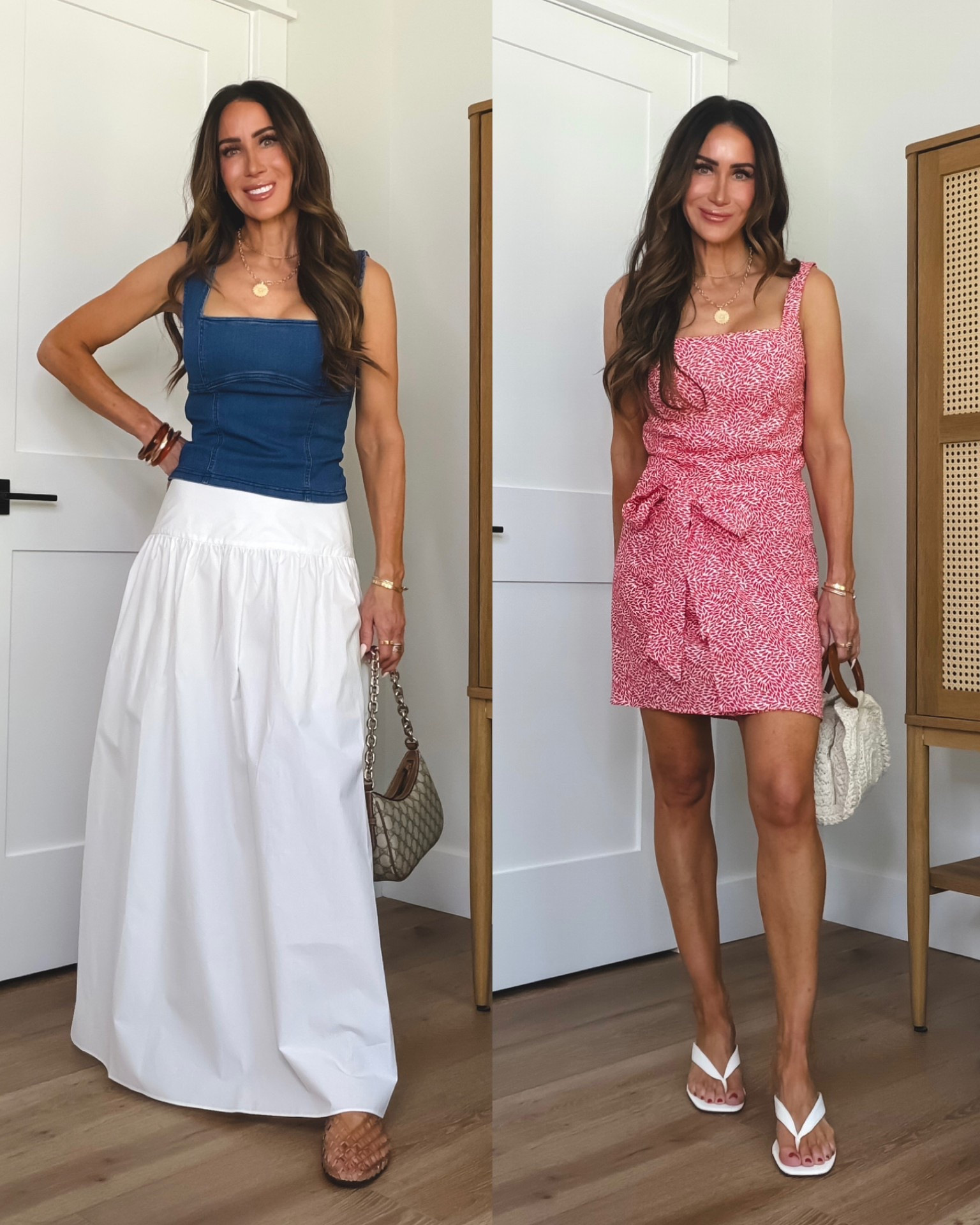 Vacation perfect! This stretchy denim top is so comfy and flattering and goes with everything! Sz small 
white skirt with side slit, size xs 
Red gingham top Sz small, skirt Sz small but runs big and I need an xs 
Vacation summer outfit inspiration 

@Express  outfit ideas…

#LTKootd #LTKSeasonal #LTKSaleAlert