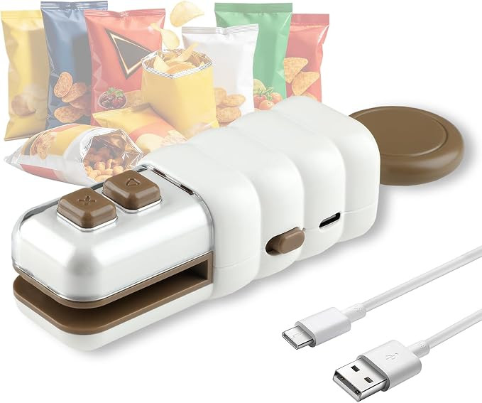 4 in 1 Mini Bag Sealer, Upgraded Mini Bag Sealer with Cutter and Magnet, USB C Rechargeable Chip ... | Amazon (US)