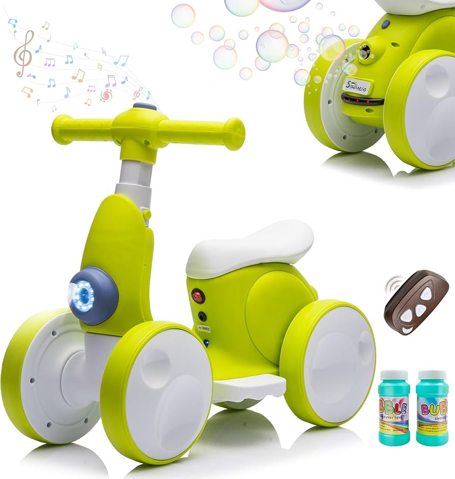 6V Electric Baby Balance Bike with Bubble Machine,4 in 1 Toddler Balance Bike w/Remote Control fo... | Amazon (US)