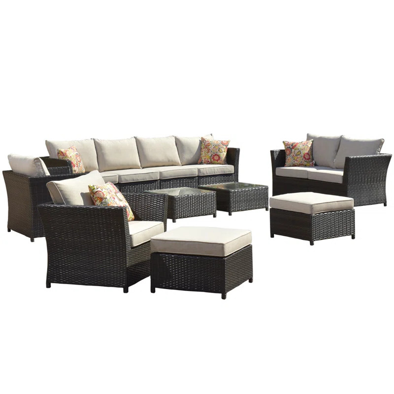 Wicker/Rattan 8 - Person Seating Group with Cushions | Wayfair North America