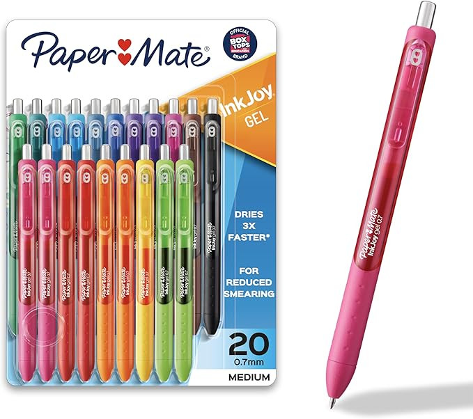 Paper Mate InkJoy Gel Pens, Medium Point (0.7mm), Assorted Colors, 20 Count - Back to School Supp... | Amazon (US)