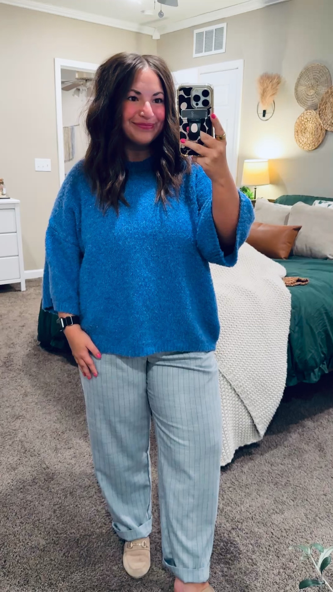 Blue + stripes is always a yes 🤍💙 This short sleeve sweater from Target is the perfect lightweight layer, and these striped pants add just the right amount of fun. Easy, comfy, and totally put together for whatever the day holds.

mules: sold out, but linking similar options below!
slacks: fit oversized // wearing a 14
sweater tee: fits true to size // wearing a large 

 

#LTKootd #LTKMidsize #LTKWorkwear