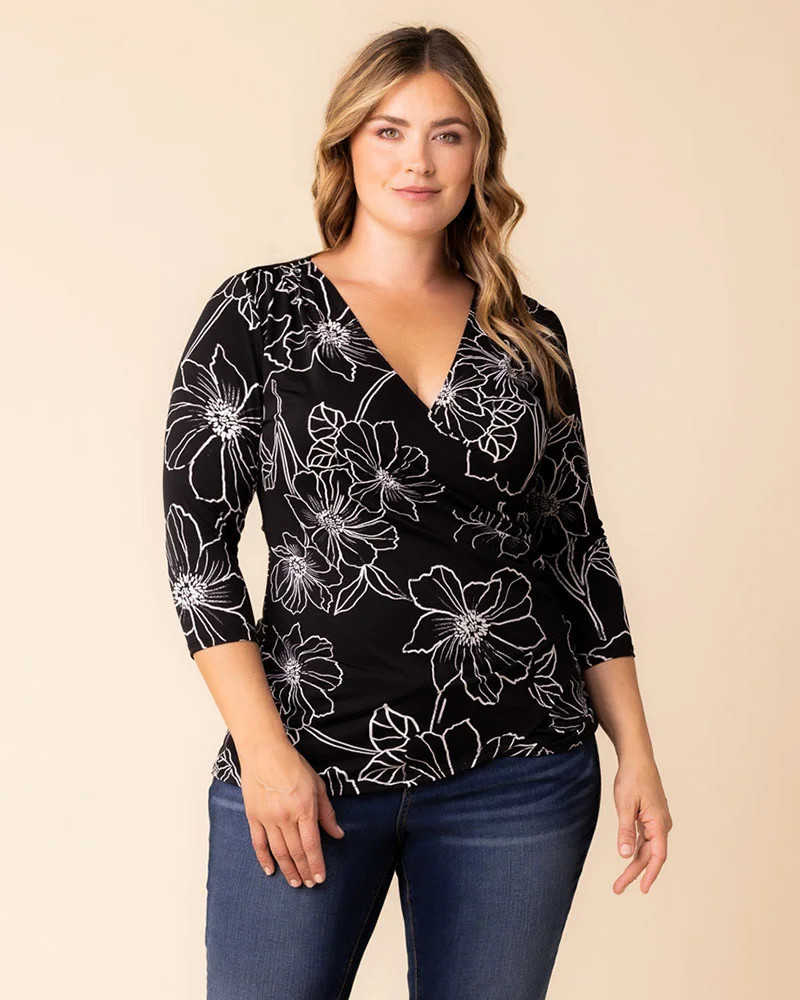 Femme Fatale Faux Wrap Top | Kiyonna Clothing