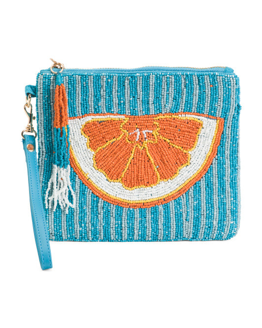 Orange Citrus Beaded Wristlet Pouch | Handbags | Marshalls | Marshalls