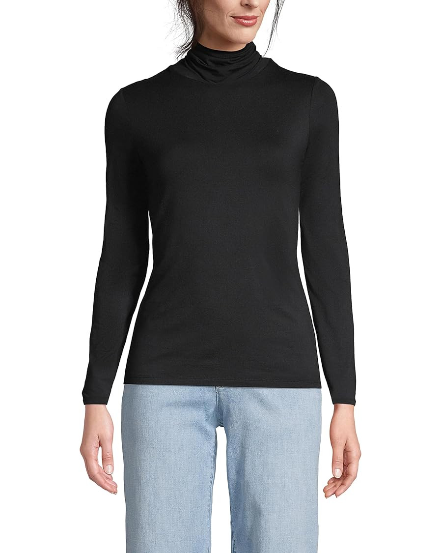Lands' End Women's Lightweight Jersey Skimming Long Sleeve Turtleneck | Amazon (US)