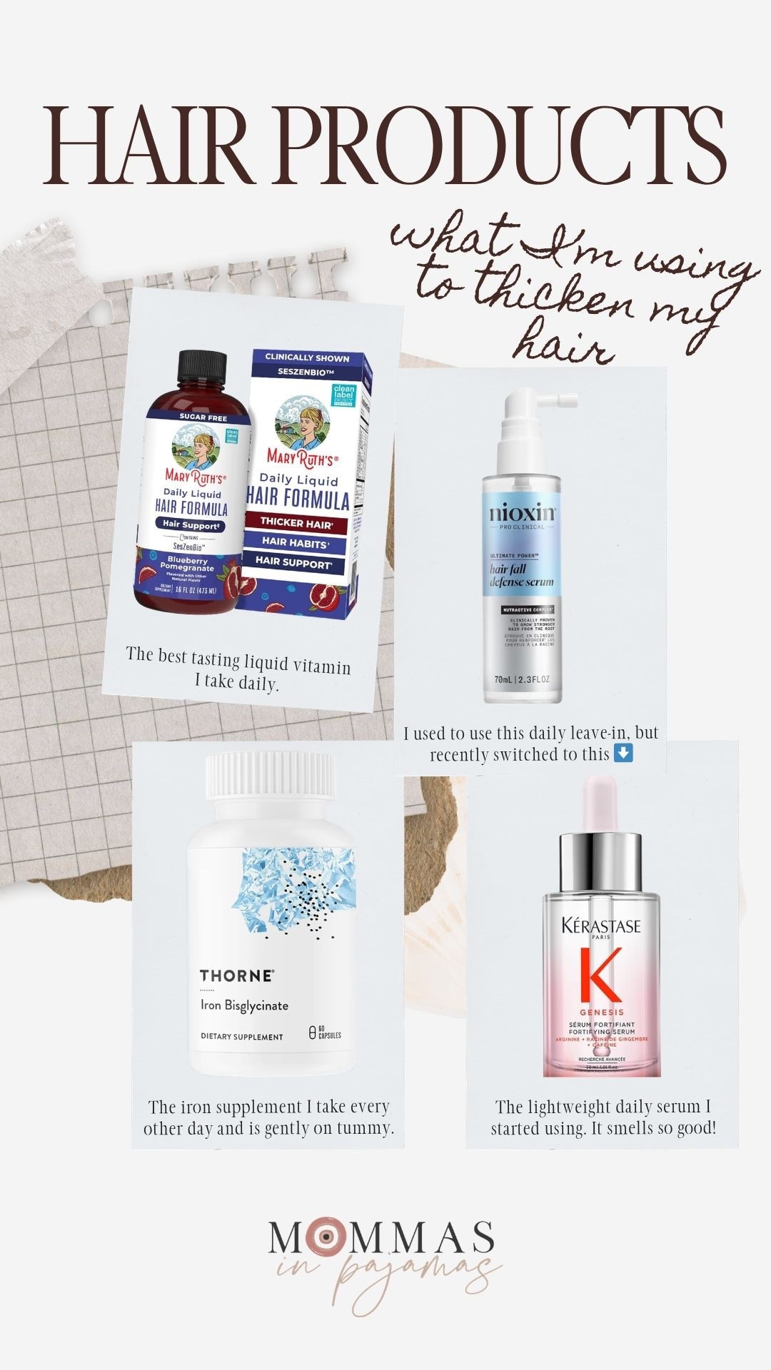 My hair has gotten so thick lately, and I have been getting so many requests asking what I am using. These are the items I have been using lately that have made a huge difference. This daily liquid vitamin tastes so good. I take this gentle on the tummy iron supplement every other day, and I switched from this Nioxin daily leave-in spray to this Kerastase lightweight serum. 
Haircare favs

#LTKSeasonal #LTKBeauty #LTKselfcare