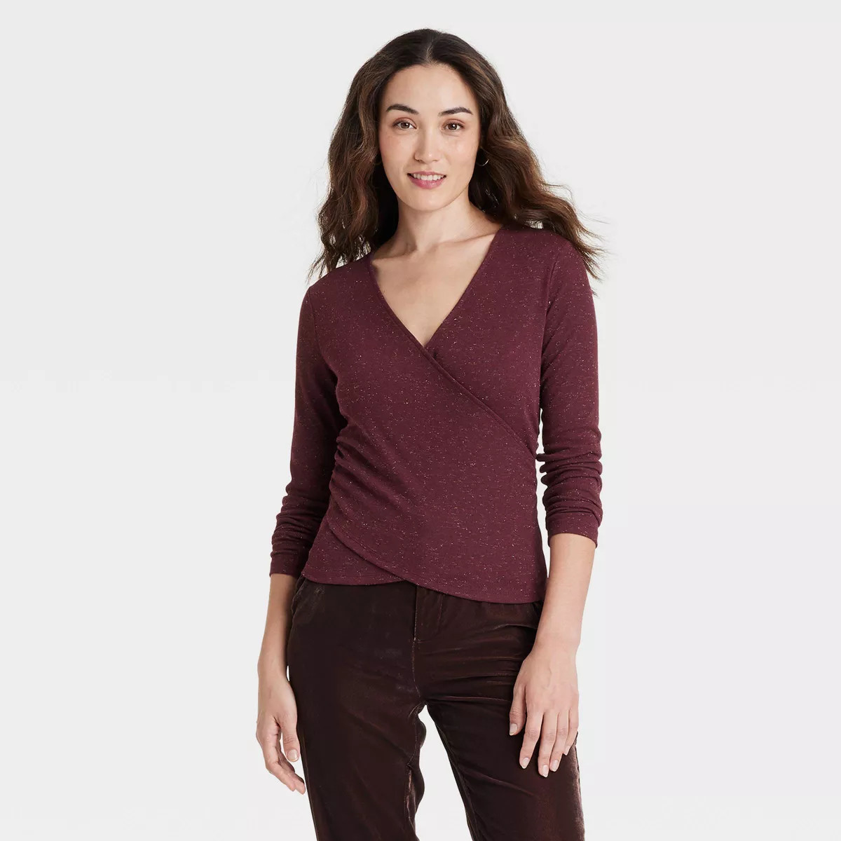 Women's Long Sleeve V-Neck Wrap Top - A New Day™ | Target