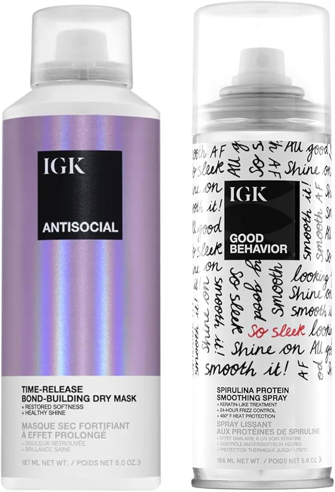 IGK Hair Treatment Set of 2 | Antisocial Mask + Good Behavior Spray | Overnight Bond-Building | K... | Amazon (US)
