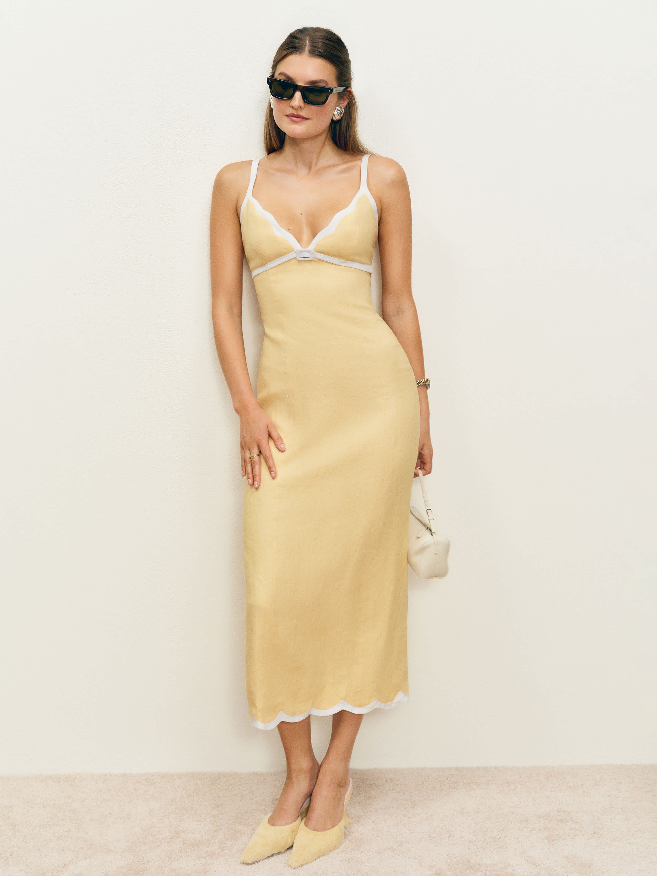 Reformation Sara Linen Dress Yellow 12 | Reformation (Global)