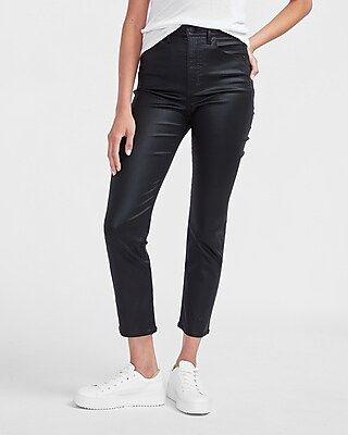 Super High Waisted Black Coated Slim Jeans | Express
